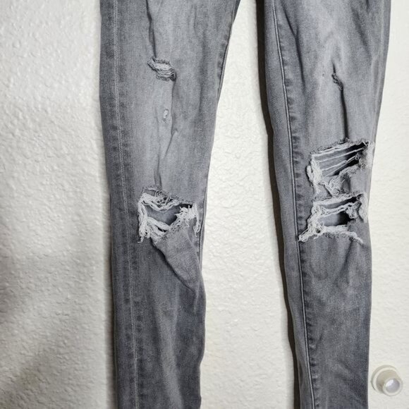 American Eagle Next Level Stretch Distressed Jeggings in Gray Women's Size 00 - Picture 2 of 10
